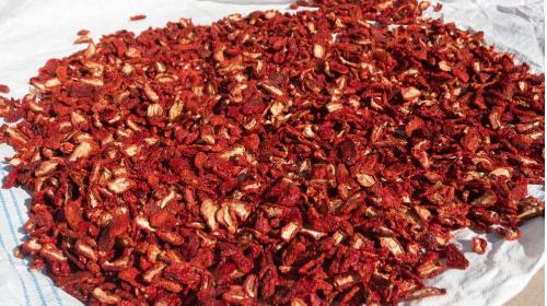 GÜNEŞTE KURUTULMUŞ TUZLU DOMATES HALVE KESİM